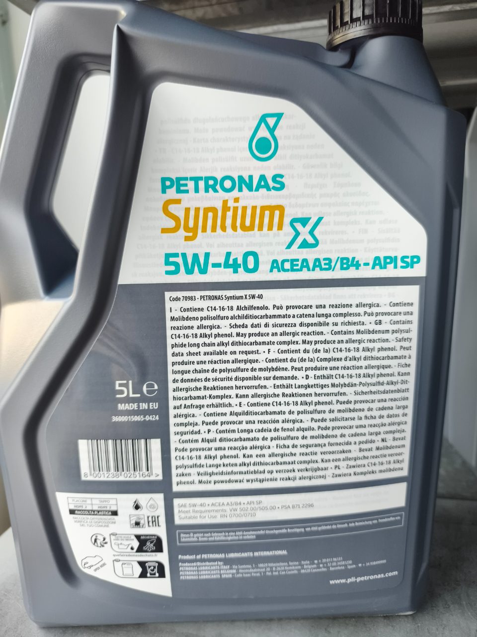Olio motore sintetico Petronas Syntium X 5W-40