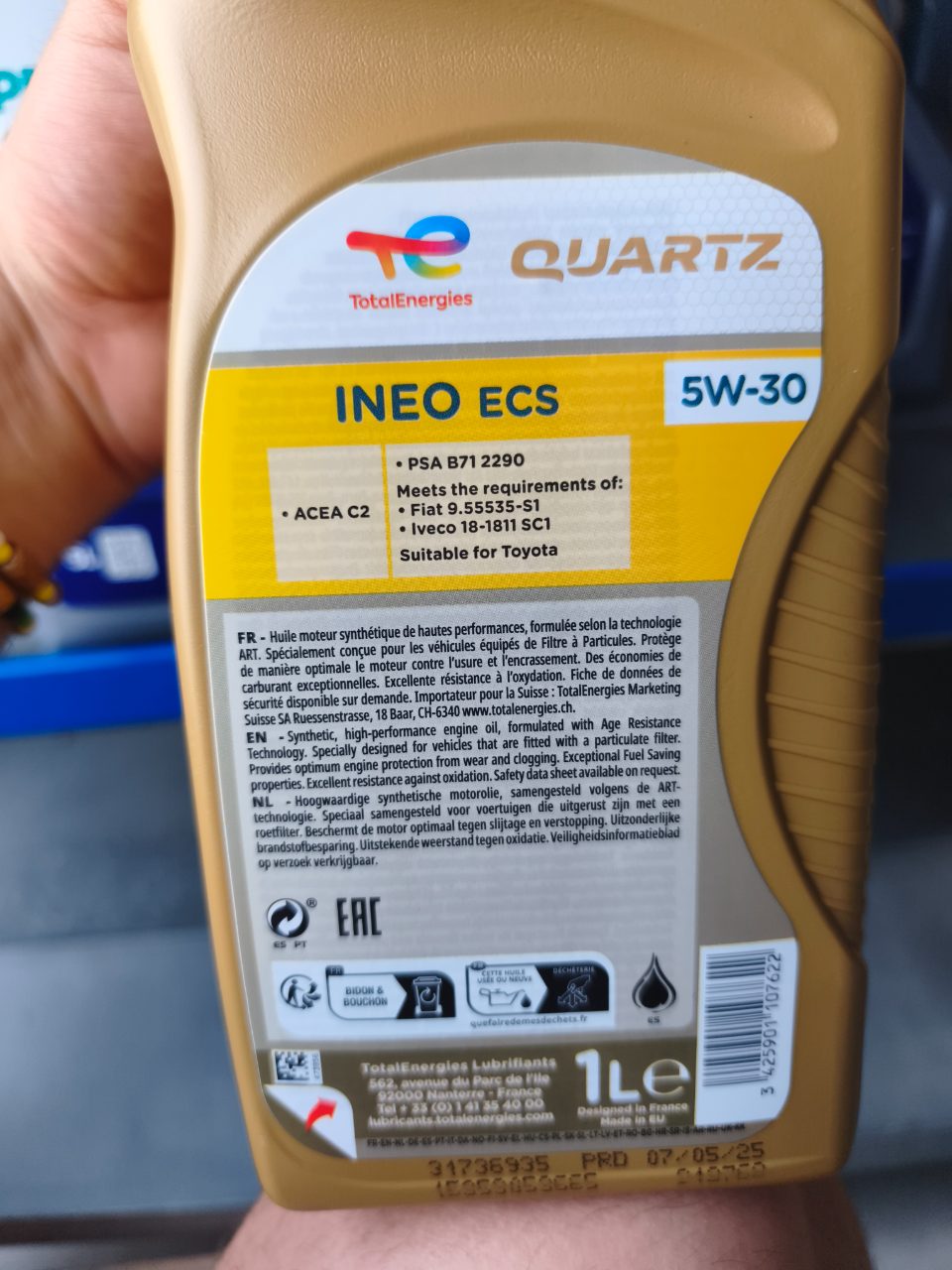Olio motore sintetico TotalEnergies Quartz Ineo ECS 5W-30